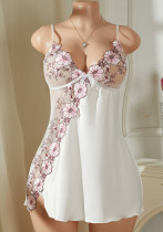 Women Sexy See-Through Embroidered Lacesatin Two-piece slip dress set Women Sexy See-Through Embroidered Lacesatin Two-piece slip dress set