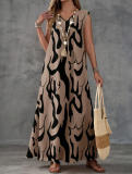 Women's Summer Casual V-Neck Printed Loose Maxi Dress