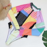 Women's Colorblock Long Sleeve Zip-Up High-Slit Triangle One-Piece Swimsuit