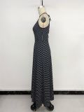 Women's Summer Elegant Polka Dot Tie Low Back Sleeveless Maxi Dress