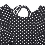 Women's Summer Elegant Polka Dot Tie Low Back Sleeveless Maxi Dress