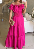 Women's Summer Fashion Off-Shoulder Sexy Ruffle Puff Sleeve Maxi Dress