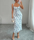 Women's Summer Floral Strap Chic Bodycon Dress