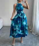 Women's Summer Sleeveless Slim Waist Ruffle Dress