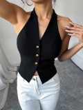 Women's Fashion Sexy Halter Neck Low Back Sleeveless Slim Vest Top