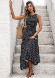 Women's Summer Elegant Polka Dot Tie Low Back Sleeveless Maxi Dress