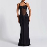 Women's Autumn/Winter Sexy Slit Low Back Halter Neck Slim Fit Elegant Dress