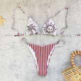 Women's Sexy Printed Lace-Up Bikini Two-Piece Swimsuit