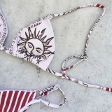 Women's Sexy Printed Lace-Up Bikini Two-Piece Swimsuit