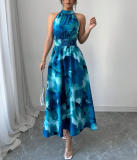 Women's Summer Sleeveless Slim Waist Ruffle Dress