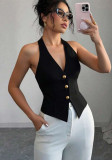 Women's Fashion Sexy Halter Neck Low Back Sleeveless Slim Vest Top