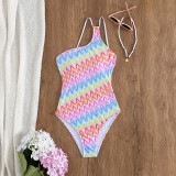 Women's One-Shoulder Straps Low Back Printed Triangle One-Piece Swimsuit