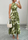 Women's Summer Sleeveless Slim Waist Ruffle Dress