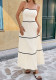 Women's Summer Chic Patchwork Lace Back Bow Strap Midi Dress