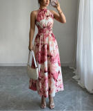 Women's Summer Sleeveless Slim Waist Ruffle Dress