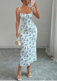 Women's Summer Floral Strap Chic Bodycon Dress