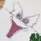 Women's Sexy Printed Lace-Up Bikini Two-Piece Swimsuit