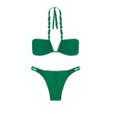 Women's Solid Color Halter Neck Lace-Up Bikini Two-Piece Swimsuit