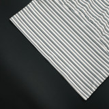 Women Spring Summer Casual Short-Sleeve Striped Crop Top