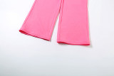 Women Spring Casual Hooded Crop Top and Wide-Leg Pants Two-Piece Set