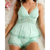 Women Sexy Lace Camisole Top and Shorts Home Wear Sexy Lingerie Two-Piece Set