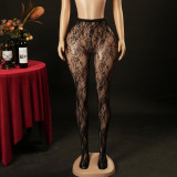 Women Basic Floral Stretchy Sexy Footed Pantyhose