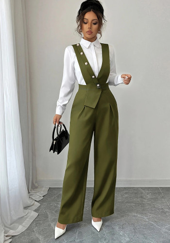 Women Spring/Summer Solid Sleeveless Suspender Jumpsuit