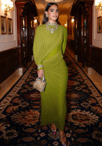 Women Pleated Irregular Solid Maxi Dress Women Pleated Irregular Solid Maxi Dress