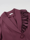 Women Ruffled Blazer Formal Party Blazer