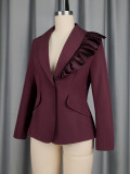 Women Ruffled Blazer Formal Party Blazer