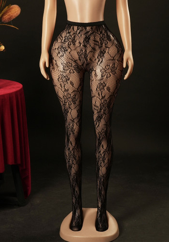 Women Basic Floral Stretchy Sexy Footed Pantyhose