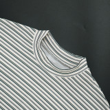 Women Spring Summer Casual Short-Sleeve Striped Crop Top