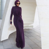 Women High Neck Solid Irregular Elegant Dress