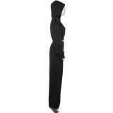 Women Spring Casual Hooded Crop Top and Wide-Leg Pants Two-Piece Set