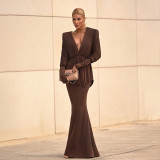 Women Summer Sexy V-Neck Pleated Top Bodycon Maxi Dress