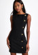 Women Round Neck Button Sleeveless Dress