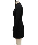 Women Stand Collar Long-Sleeve Bodycon Dress