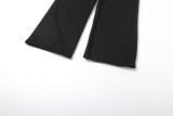 Women Spring Casual Hooded Crop Top and Wide-Leg Pants Two-Piece Set