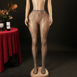 Women Basic Floral Stretchy Sexy Footed Pantyhose