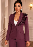 Women Ruffled Blazer Formal Party Blazer