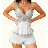 Women Sexy Lace Camisole Top and Shorts Home Wear Sexy Lingerie Two-Piece Set