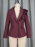 Women Ruffled Blazer Formal Party Blazer