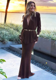 Women Summer Sexy V-Neck Pleated Top Bodycon Maxi Dress