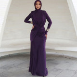 Women High Neck Solid Irregular Elegant Dress