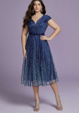 Women Navy Blue Maxi Evening Dress