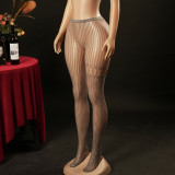 Women's Lace Mesh Stripe Jacquard Tight-Fitting Stockings