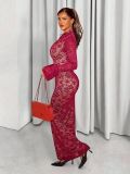 Spring Women's Lace Cutout Bell-Sleeve Bodycon Dress