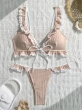 Women's Sexy Solid Color Tie Two-Piece Bikini Swimsuit
