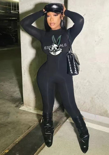 Women's Fashion Bunny Letter Print Jumpsuit