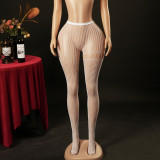 Women's Lace Mesh Stripe Jacquard Tight-Fitting Stockings
